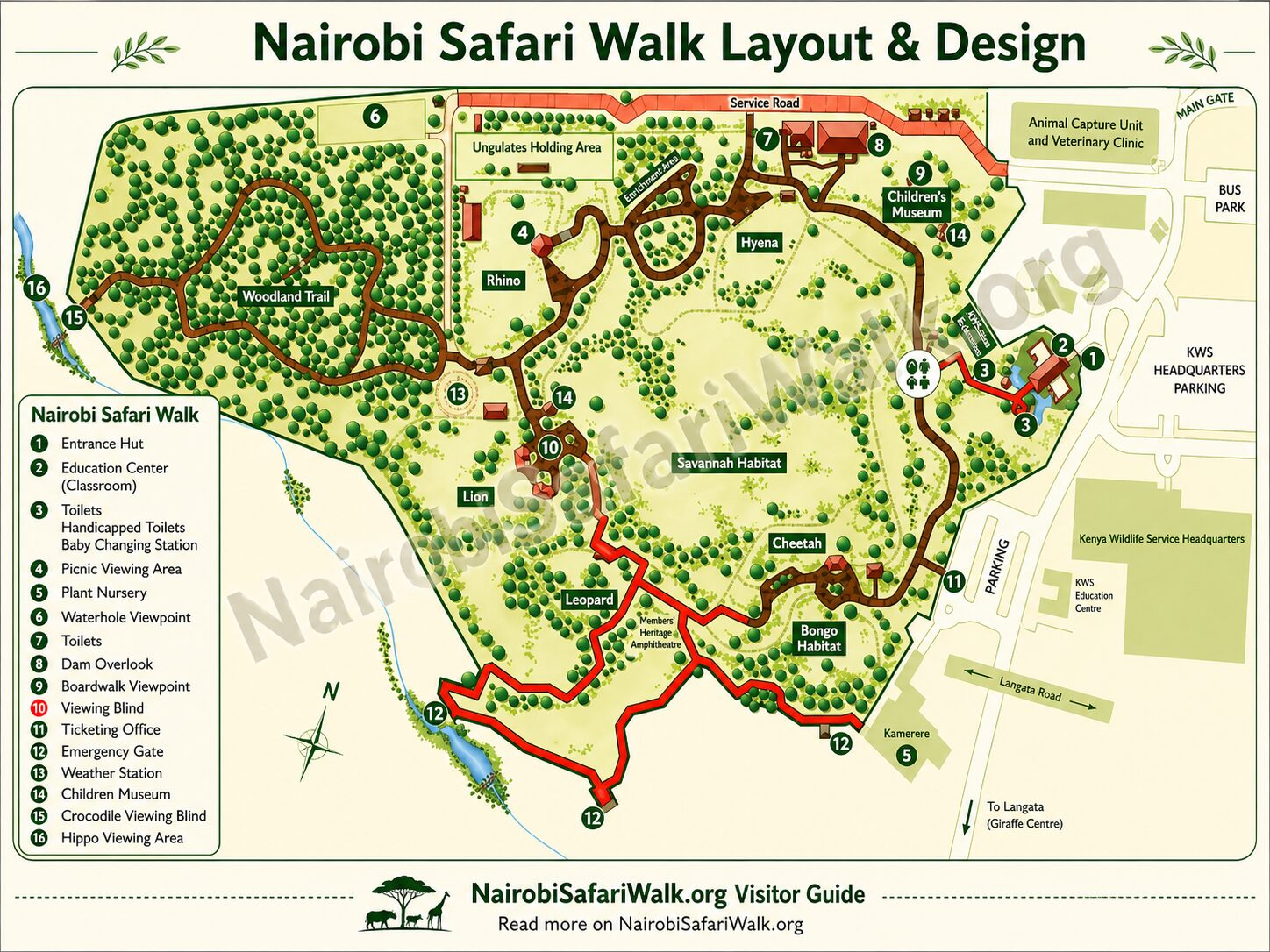 Nairobi Safari Walk layout map design model showing routes on the boardwalk