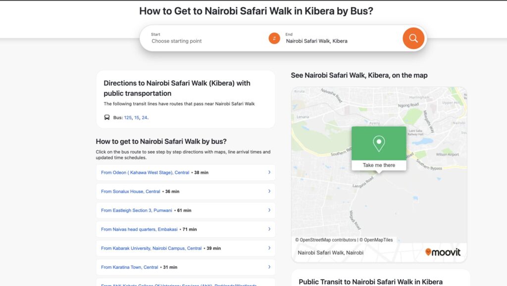How to get to nairobi safari walk by bus/matatu